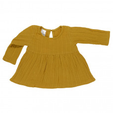 Платье с длинным рукавом из хлопкового муслина горчичного цвета из коллекции essential 24-36m