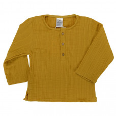 Рубашка из хлопкового муслина горчичного цвета из коллекции essential 18-24m